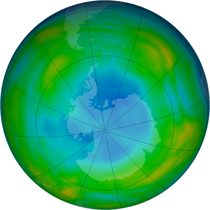 Antarctic ozone map for 27 June 1986